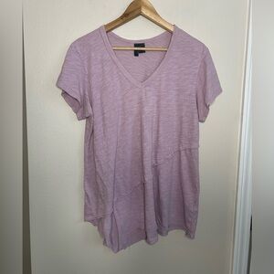 Anthropologie Left of Center Purple Asymmetrical Distressed Short Sleeve Tee M